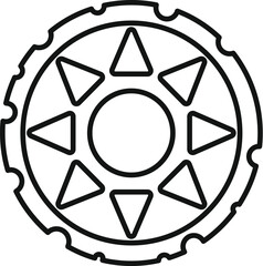 Obraz premium Close up of a bicycle chainring, featuring eight triangles surrounding a central hole, indicating motion and mechanical function