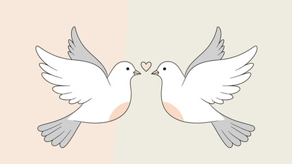 Obraz premium Two White Doves Facing Each Other.