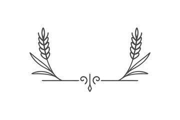 Fototapeta premium Botanical Decorative Divider Line with Wheat Ears