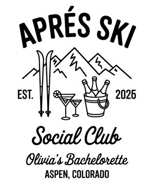 Apres ski club t shirt design EST 2026