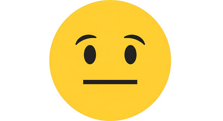 Fototapeta premium Yellow Emoji Face Neutral Expression Simple Flat Design Vector Illustration