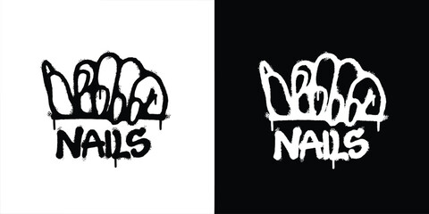 Graffiti nails logo vector design