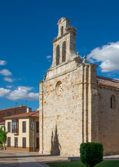 Historic stone church with a bell gable in zamora city, spain