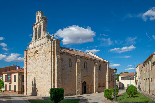 Historic stone church with a bell gable in zamora city, spain