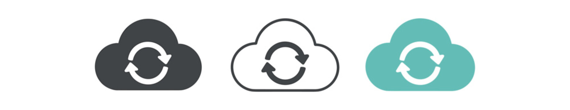 backup three cloud with double arrow cycle white and teal