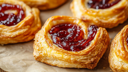 Sweet danish pastry with jam