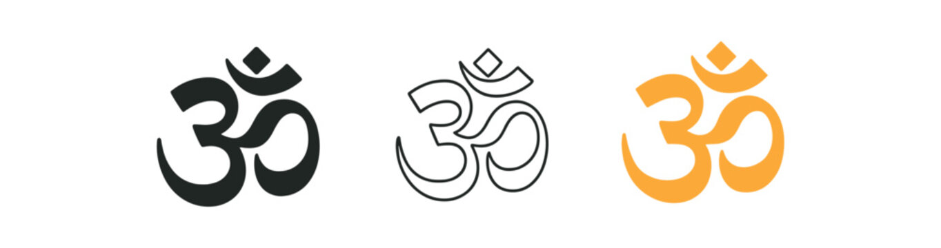 om symbol three om symbol warm saffron orange