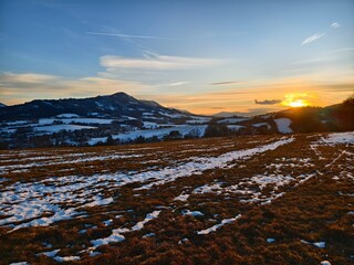 landscape around the village of Metylovice at dusk
