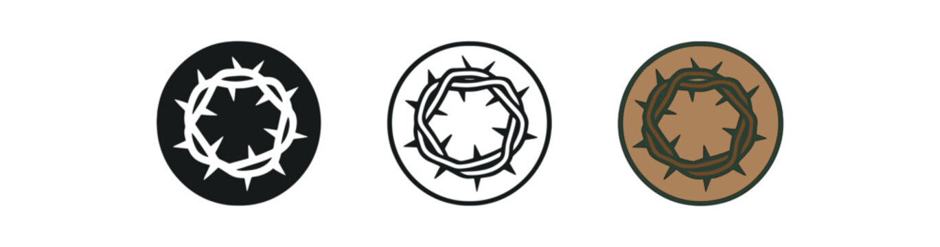 crown of thorns three circular thorn crown brown and dark green