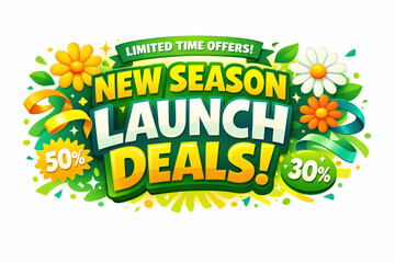 Spring Discount Deals. Seasonal holiday banner with promotional slogan, bright high-impact spring discount banner emphasizing