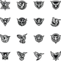Collection of Hummingbird Glyph Style Logos 

