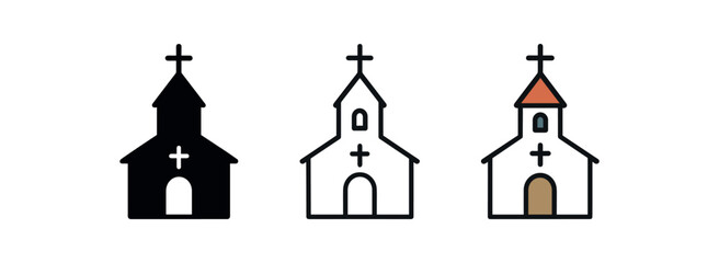 Fototapeta premium church building three small country church with steeple white with red roof