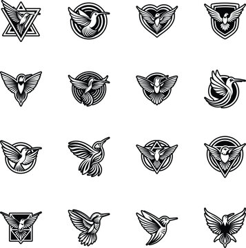 Collection of Hummingbird Glyph Style Logos 

