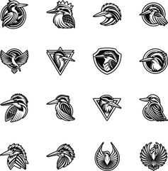 Glyph Style Hornbill Bird Logos  © creativestall