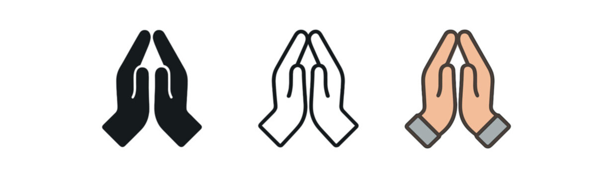 praying hands three praying hands neutral skin tones with subtle cuff