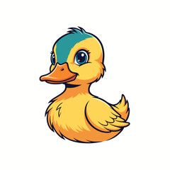 Fototapeta premium Cheerful Cartoon Duckling Character Illustration Isolated on White Background
