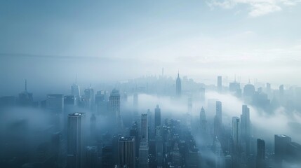 Urban City Skyline With Fog And Space