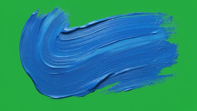 Thick blue oil paint brush stroke appearing from left to right with heavy impasto texture