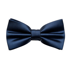 Minimalist satin bow tie deep navy color. Isolated white background. Png format