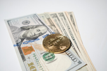 Close-Up of Dollar Banknotes on White Background
