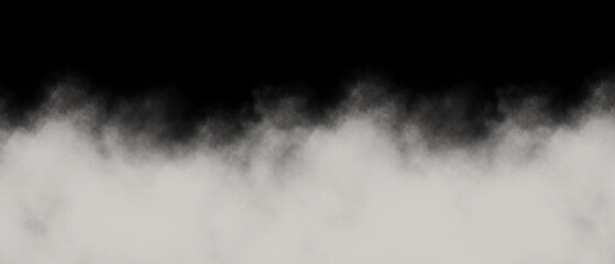 Fototapeta premium Dramatic digital rendering of thick white vapor rising from the bottom edge against a deep black background creating an atmospheric boundary effect for overlay use