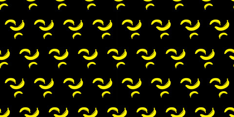 Banana Seamless Pattern on Black color background