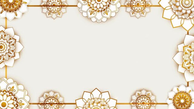 Vintage golden frame with a floral ornament mandala islamic decoration