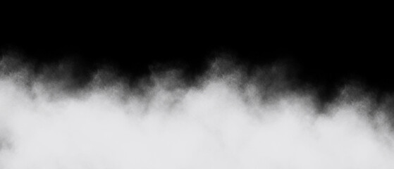 Fototapeta premium Abstract background featuring a horizontal band of ethereal white smoke or fog contrasting sharply against a solid deep black upper section for dramatic effect