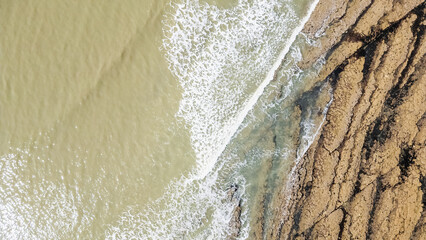Drone view of Ragounite beach in Jard sur Mer, Vendee, France on a spring day © Pierre-Olivier