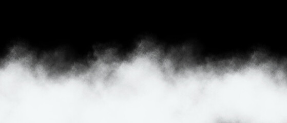Fototapeta premium Dramatic black and white overlay featuring a wispy ground fog effect transitioning smoothly into a solid dark upper background suitable for cinematic staging or graphic design projects