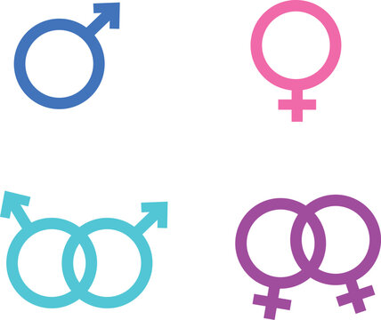 Male female and others gender vector icons on isolated transparent background