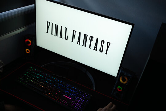 Punta Arenas, Chile &ndash; January 20, 2026: Final Fantasy media franchise logo displayed on a computer monitor in a dark room