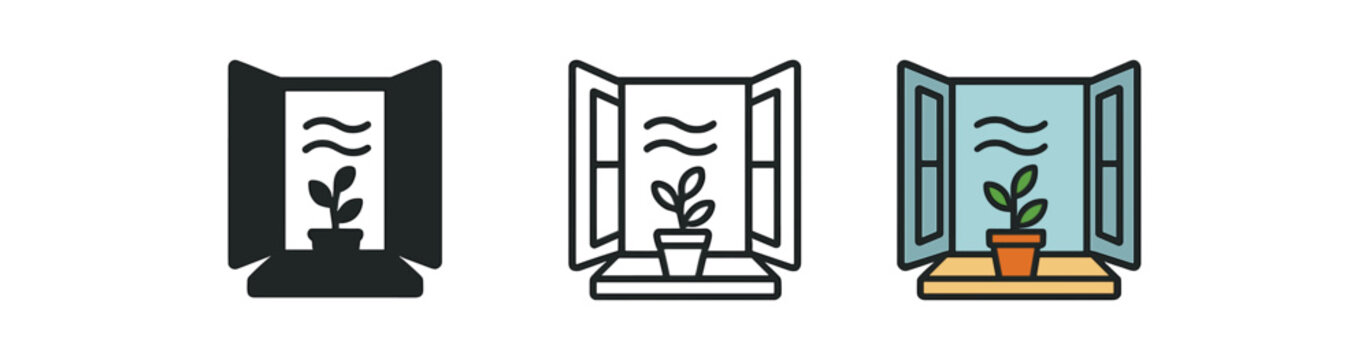 cozy home life open window with gentle breeze and plant