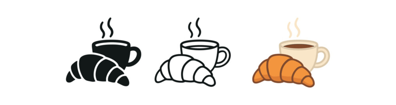 international food French croissant and coffee cup