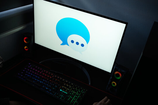 Punta Arenas, Chile &ndash; January 20, 2026: Apple iMessage cloud-based instant messaging service logo displayed on a computer monitor