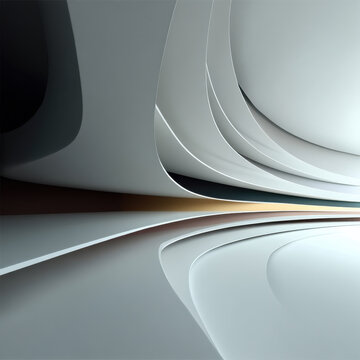 Smooth curves regularity perfect symmetry abstract modern minimal architecture interior white soft light