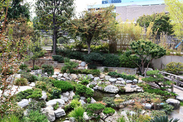 Los Angeles, California: James Irvine Japanese Garden, known as Seiryu-en or &ldquo;Garden of the Clear Stream,&rdquo; in Little Tokyo