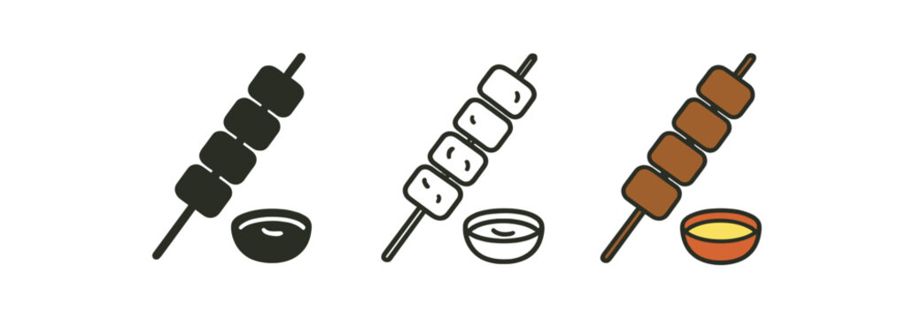 street food meat skewer with dipping sauce