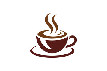 Fototapeta premium Brown Coffee Cup with Steam on a Saucer