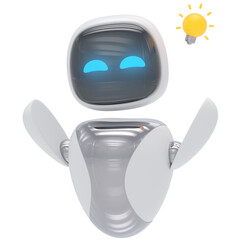 Robot getting idea 3d render icon style minimal isolated on transparent white background	
