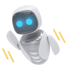 Flying Robot 3d render icon style minimal isolated on transparent white background	
