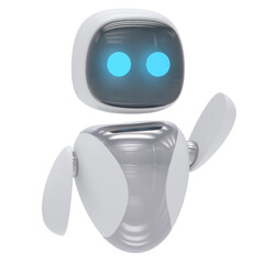 Greeting Robot 3d render icon style minimal isolated on transparent white background	
