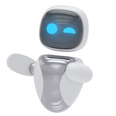 Mascot Robot 3d render icon style minimal isolated on transparent white background	
