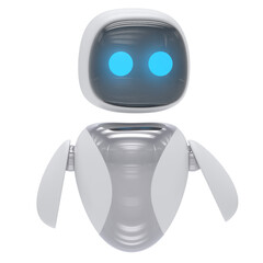 Robot 3d render icon style minimal isolated on transparent white background	

