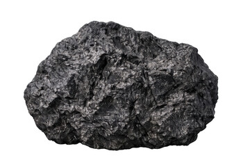 Obraz premium Lignite, anthracite, or bituminous coal rock isolated, representing non-renewable fossil fuel energy resources