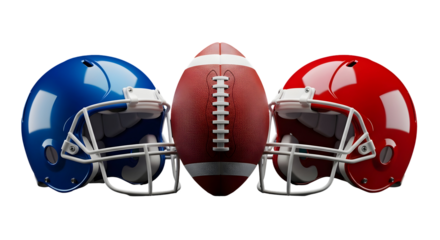 Title: 3D Football Gear Icon — Helmets & Ball
