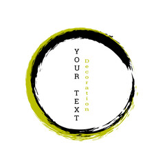 A circle imitating brush strokes on a white background. Zen. Design template for banners, posters, booklets, covers, and magazines 