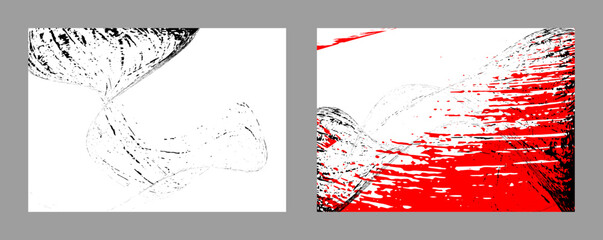 Black and red paint strokes on a white background. Set of two templates. Graffiti element. Design for banners, posters, booklets, covers, and magazines. EPS 
