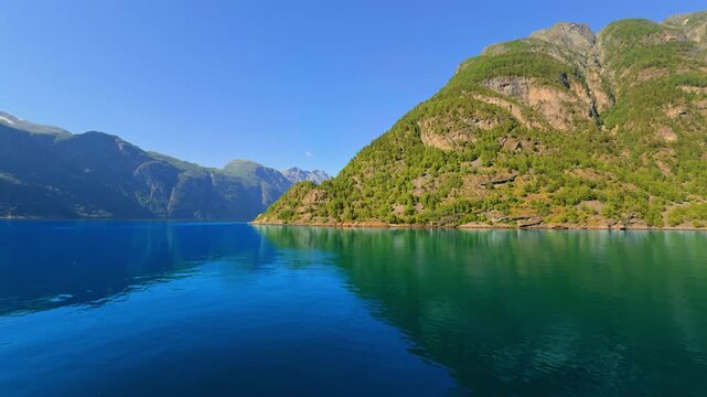 Ferry view of Geirangerfjord Norway UNESCO from Geiranger to Hellesylt