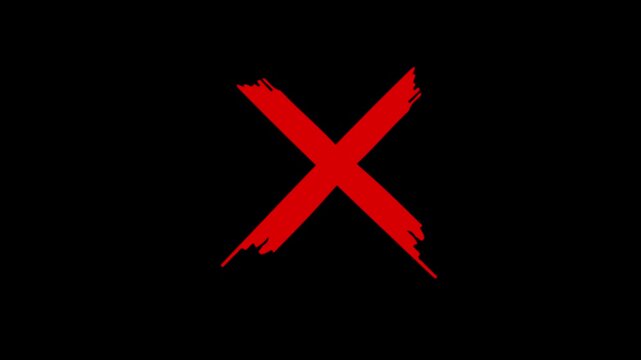 Red cross mark animation, 4k loopable with alpha channel. wrong mark animation, red x symbol motion graphic.